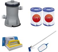 Bestway - Kit de mantenimiento y bomba de filtración de 2006 l/h, con 2 filtros tipo II y cepillo de limpieza