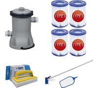 Bestway - Kit de mantenimiento y bomba de filtración de 2006 l/h, con 4 filtros tipo II y cepillo de limpieza