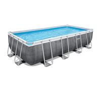 Bestway Piscina Desmontable Tubular Bestway Power Steel Diseño Rattan 549x274x122 cm Depuradora de arena de 6.056 L/H Gray 549x274x122cm.