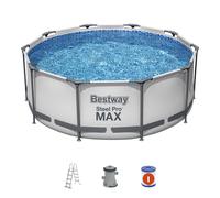 Bestway Piscina Desmontable Tubular Bestway Steel Pro Max 305x100 cm con Depuradora Cartucho 1.249 L/H con Escalera White 305x305x100cm.