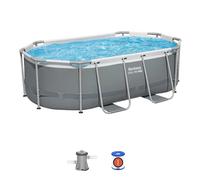 Bestway Piscina Desmontable Tubular Bestway Steel Pro Max Oval 305 x 200 x 84 cm con Depuradora de Cartucho 1.249 l/h Gray