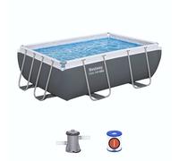 Bestway Piscina Desmontable Tubular Bestway Steel Pro Max Rectangular 282 x 196 x 84 cm con Depuradora de Cartucho 1.249 l/h Gray 282x196x84cm.
