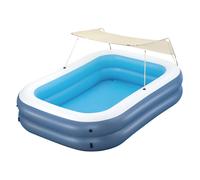 Bestway Piscina Hinchable 2 Camaras Rectangular con Toldo 254x178x140 cm +6 Años Jardin 54449