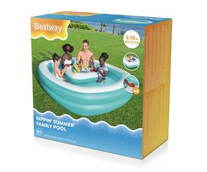 Bestway Piscina Hinchable Infantil 2 Camaras con Mesa Flotante 218x218x48 cm