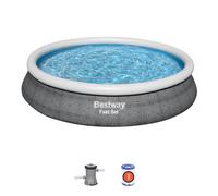 Bestway Piscina Hinchable Redonda Bestway Fast Set 457x84 cm con Depuradora de Cartucho 2006 L/H Grey 457 x 457 x 84 cm