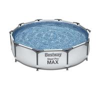 Bestway - Piscina Steel Pro Max Ø305x76 cm desmontable y fácil montaje, incluye depuradora tipo I, resistente material poliéster/PVC, ideal para verano y uso familiar en exterior