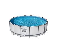 Bestway - Piscina Steel Pro Max FP redonda desmontable de 16.015 litros con sistema de filtración tipo II, depuradora integrada, cubierta protectora y escalera incluidas, diámetro 457 cm x altura 122