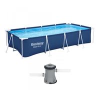 Bestway Steel Pro 56424 - 400x211x81 cm - Piscina desmontable + Bomba filtro 16 W