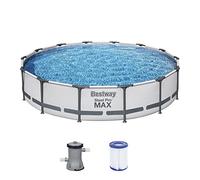 Bestway Steel Pro MAX Frame - Juego de Piscina con Bomba de Filtro (diámetro 427 x 84 cm), Color Gris Claro