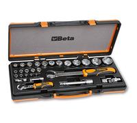 Beta 902A/C22 - Surtido de 22 llaves de vaso hexagonales y 6 accesorios en caja de metal