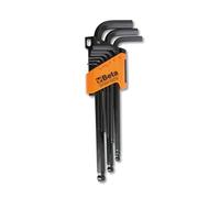 Beta Tools Juego de 9 llaves hexagonales acodadas 96BP con cabeza esférica y soporte Plateado 1,5 mm