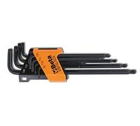 Beta 97BTXL/SC8 - Juego de 8 llaves macho acodadas con cabeza esférica para tornillos con huella Torx