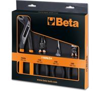 Beta 1169N/D4 - Juego de alicates de 1 pinza universal de gran efecto, 1 alicates de punta media redonda largos, 1 alicates cromados y 1 pinza de cremallera cerrada fosfatada