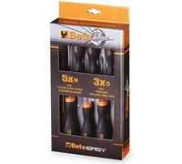 BETA Tools 1203/D8P - Destornilladores para colgar, color negro y naranja (paquete de 8)