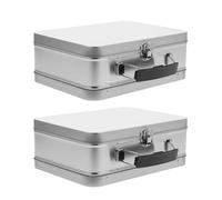 BETOOKY Caja de Almacenamiento Vintage de Hojalata para Almuerzo con Cierre Hermético y Capacidad Amplia, Fiambrera Metálica Portátil para Uso Diario, Pack de 2 Unidades