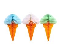 BETOOKY Decoraciones de Papel en Forma de Helado para Colgar en Pared y Techo, Reutilizables, 3 Piezas Diseño Tridimensional y Estilo Realista para Fiestas Color Aleatorio