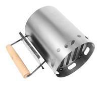 BETOOKY Encendedor de Carbón para Barbacoa Exterior Mango de Madera, Cubo de Hierro para Encender Carbón Rápidamente y Quemar Uniformemente en Barbacoas Portátiles