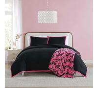 Betsey Johnson Funda súper Suave a Juego, Manta Adicional incluida, artículos Esenciales de Ropa de Cama Elegantes, Signature Hotel Negro sólido, matrimonial/Queen