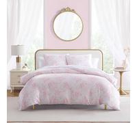Betsey Johnson - Juego de Funda de edredón tamaño Queen, Lujosa Ropa de Cama de satén con Fundas a Juego, decoración Sedosa para el Cabello y la Piel (Mariposa jardín Rosa, Queen)
