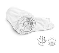 bett1 | Sábana Bajera Ajustable de Punto Jersey BODYGUARD® (90-100x200 cm; Blanco). Proporciona un Suave Confort al Dormir Gracias a su Agradable sensación sobre la Piel y su Ajuste al colchón