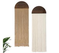 Betylifoy 2 Piezas Tapiz Decorativo Pared Tapices de Pared Verde Semicircular Tapiz con Flecos Tapiz para Colgar Boho Tapiz de Macramé Decoracion Pared Salon y Dormitorio 85 x 30cm (Beige y Caqui)