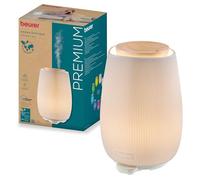 Beurer LA 45 Difusor de aroma para aceites esenciales, nebulizador ultrasónico de 2 niveles para aromaterapia, luz ambiental en 9 colores, carcasa de cerámica y tapa de madera, con temporizador