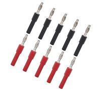 Bewinner 5 Juegos de Adaptador de Conector Banana Macho de 4 Mm A Hembra de 2 Mm para Multímetro, Conector de Sonda de Prueba de Latón PA con Rendimiento Estable 30 Vac-60 Vdc 10 A, Negro Rojo
