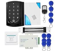 Bewinner Completo de Control de Acceso a Puertas, 180 Kg, Cerradura Magnética, Botón de Control Remoto, Kit de Fuente de Alimentación para Timbre con 10 Llaveros, Tarjeta EM, Contraseña, Teclado,