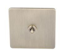 Bewinner Interruptor de Palanca AC250V de Bronce Antiguo, Interruptor de Luz de Pared de 2 Vías, Panel de Acero Inoxidable, de Alimentación de un Polo para Decoración del Hogar, de Palanca de PC