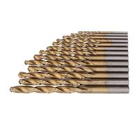 Bewinner Juego de Brocas Helicoidales 13 Piezas HSS 1,5-6,5 Mm para Corte de Madera Metálica, Acero de Alta Velocidad, Punto Dividido de 135°, Vástago de Rápido, Caja de Hierro (GOLD)