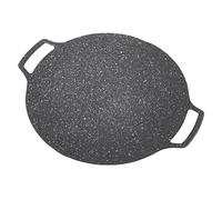 Bewinner Placa de Barbacoa Coreana Antiadherente para Barbacoa, Sartén Teppanyaki Redonda de 30 Cm para Cocina de Inducción y Llama Abierta, Utensilios de Cocina de Aleación de Aluminio para Acampar