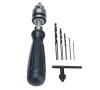 Bewinner Taladro Manual, Taladro de Manivela Manual de Acero Al Carbono con Llave de Portabrocas y 5 Brocas para Madera, Plástico, Joyería y Resina