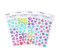 Bewudy 4 pegatinas 3D de estrellas, piedras de estrás, autoadhesivas, brillantes, pegatinas para niños, pegatinas de cristal con purpurina, para manualidades, álbumes de recortes, decoración