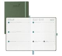 BEZEND Agenda Escolar 2026 2027 Semana Vista A4 Horizontal - 21 x 28 cm | 18 Meses de Jul.26 a Dic.27, Agenda Semanal para Planificación Eficazde, Ideal para la Oficina, Tapa Dura Cuero PU - Oliva