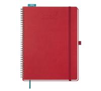 BEZEND Agenda Escolar 2026 2027 Semana Vista A4 Vertical - 21 x 28 cm | 18 Meses de Jul.26 a Dic.27, Planificador Semanal en Espiral con Horario para Gestión, Tapa Blanda Cuero PU, Rojo