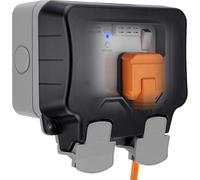 BG Electrical - Enchufe de pared con doble conmutación para exteriores, resistente a la intemperie, USB, extensor Wi-Fi, Nexus Storm, gris, 13 A, clasificación IP66, WP22WR