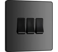 BG Electrical Evolve - Interruptor triple de luz, 20 A, 2 vías, cromo negro