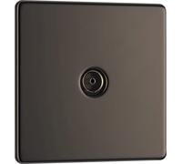 BG Electrical FBN60-01 - Placa plana sin tornillos con enchufe coaxial simple, níquel negro