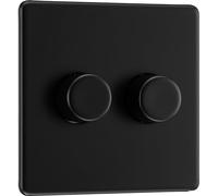BG Electrical - Interruptor de atenuación doble, 2 vías, encendido/apagado de 200 W, negro mate