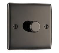 BG Electrical Interruptor de atenuación inteligente de pared simple, 2 vías, perfil elevado, bordes redondos, metal Nexus, níquel negro, 200 W, NBN81