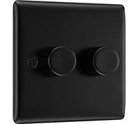 BG Electrical - Interruptor de luz inteligente con doble atenuador, negro mate, 2 vías