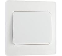 BG Interruptor eléctrico de pared simple, basculante ancho, 2 vías, placa frontal sin tornillos, bordes redondos, Evolve, blanco nacarado, 20 A, 16AX, PCDCL12WW