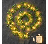 BG9D Luces de Hadas con Hojas,Luces LED de Hiedra Artificial, guirnalda de hiedra falsa de 3M con 30 LED, batería con 8 modos temporizador, USB para interiores, decoración para bodas fiestas