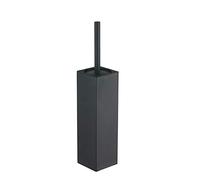 BGL Escobilla de Inodoro Cuadrada con Soporte, Acero Inoxidable 304 Pintado de Goma y Soporte para baño, 2 Cabezales de Cepillo limpiadores, Color Negro