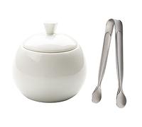 BgnEhRfL Azucarero con Tapa azucarero Azucarero de cerámica con Tapa y Pinzas for Cubos de azúcar, Recipiente for azúcar de Porcelana Blanca de 15,5 onzas for el hogar y la Cocina