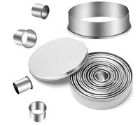 BGOBTY Cortadores de Galletas Redondos,12 Piezas Moldes de Galletas de Acero Inoxidable,Juego redondo de cortador de galletas con caja de almacenamiento para Pasteles Donuts Fudge Mousse (Redondo)