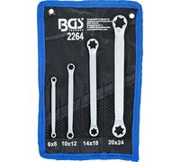 BGS 2264 | Juego de llaves de estrella dobles con cabezas E-Torx | E6 x E8 - E20 x E24 | 4 piezas