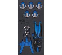 BGS 4029 1/3: Juego de 12 herramientas para taller, que incluye alicates de crimpar y pelar cables.