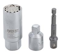 BGS 92533 | Llave de vaso multimedida con juego de adaptadores | entrada 10 mm (3/8") | 9 - 21 mm | 3 piezas