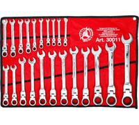 BGS technic KG – Juego de llaves fijas de carraca 30011 – Cabeza flexible 6–32 mm, 22 piezas